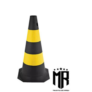 Cone Preto e Amarelo de Plástico rígido 75cm
